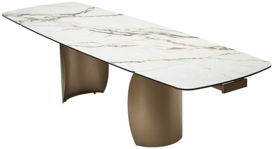 Стол BRONTE 200 раскладной KL-188 Контрастный мрамор матовый, итальянская керамика/ Шампань