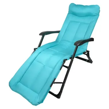 Шезлонг складной с подлокотниками на мягкой основе (голубой) (1780х670х300мм, макс. нагрузка 200кг) WMC TOOLS WMC-FG-HY-8000LB