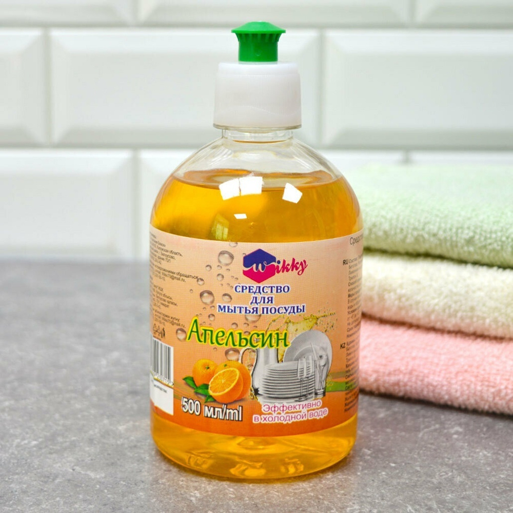 Средство для мытья посуды "Апельсин" 500мл, Wikky