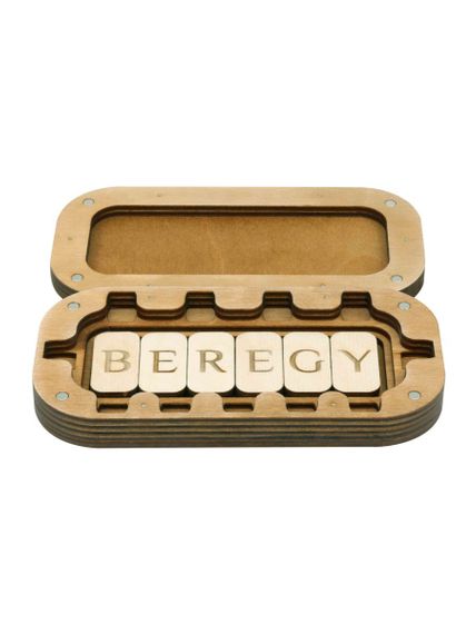 Деревянный футляр-шкатулка для скандинавских рун Старшего Футарка 11 шт., с буквами спереди