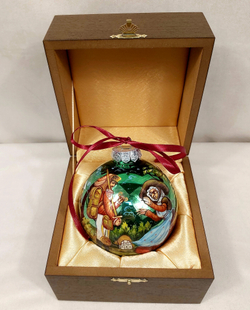 Шар новогодний с ручной росписью Палех "Огниво" в футляре
