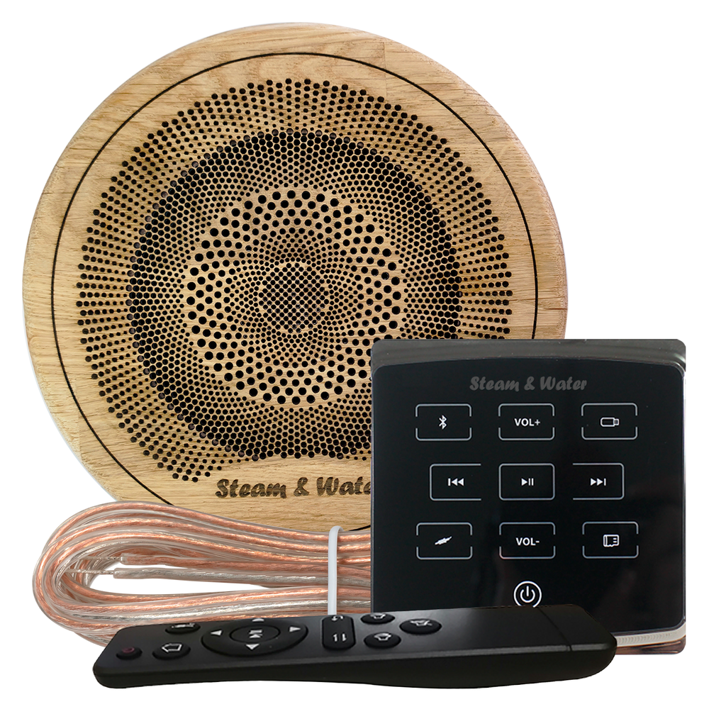 Комплект влагостойкой акустики для бани и сауны - SW1 Black ECO SAUNA (круглая решетка)