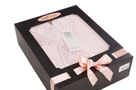 LUNA- ЛУНА Белый махровый женский халат с капюшоном Soft Cotton (Турция)