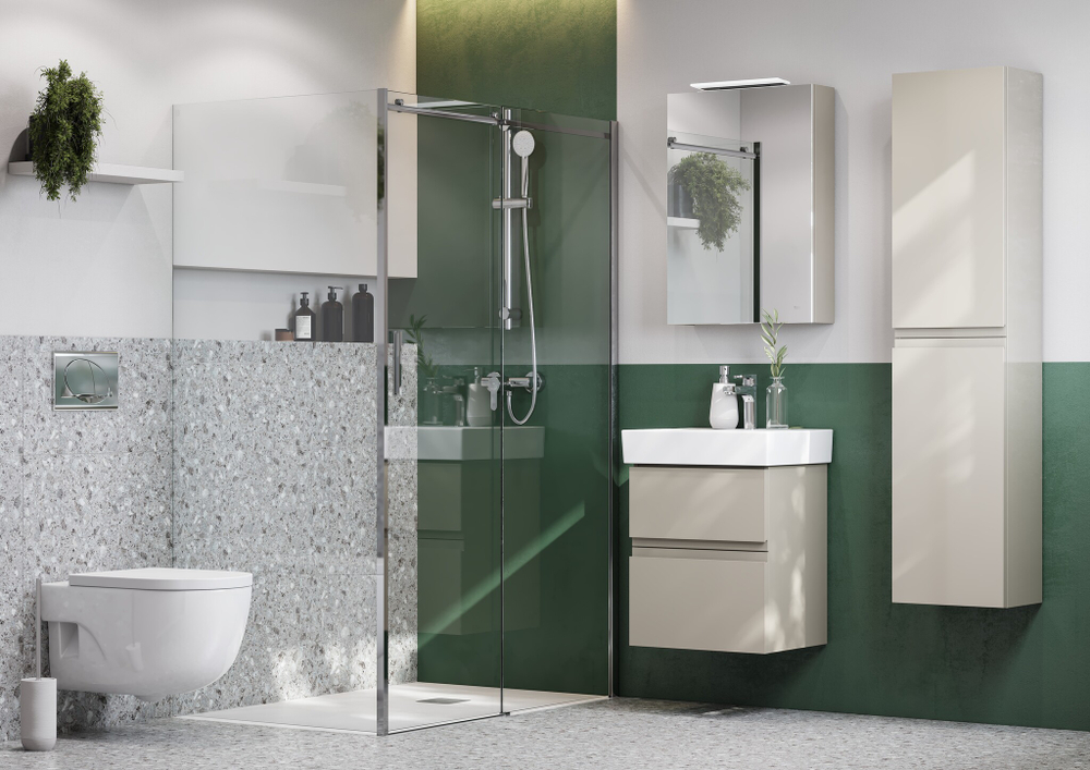Дверь раздвижная Roca Area 1200x2000, правая, ручка слева, прозрачное стекло, профиль xром MP05R2012M