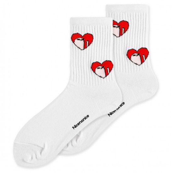 Носки Nicenonice Classic "Фасолька Кетнипз в сердечке"  (Белый, 35-40)