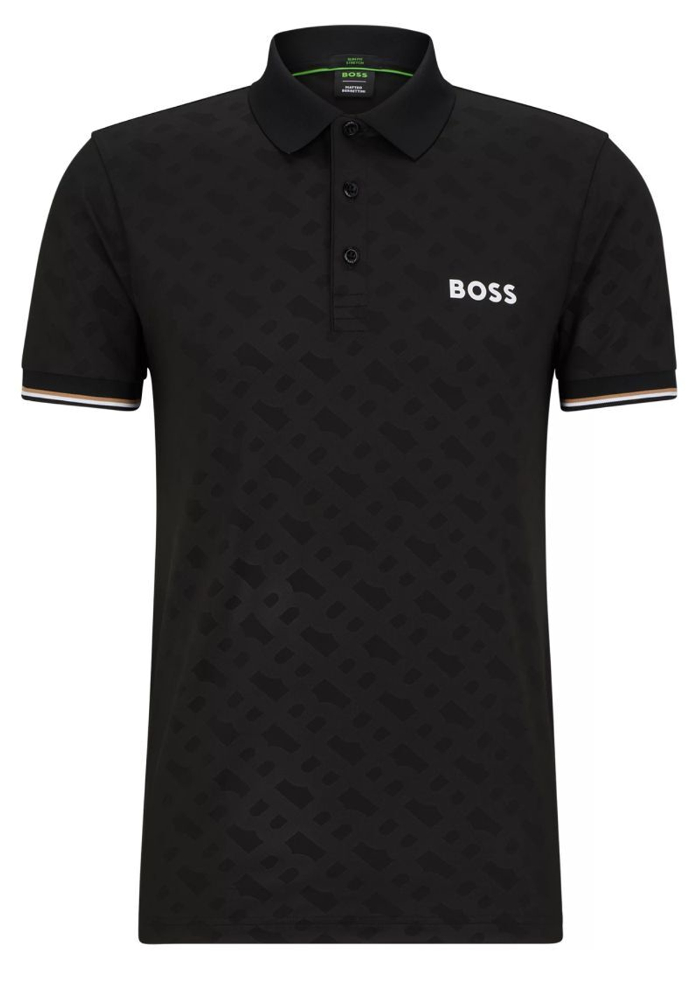 Мужское теннисное поло BOSS x Matteo Berrettini Monogram Slim-Fit Polo - black