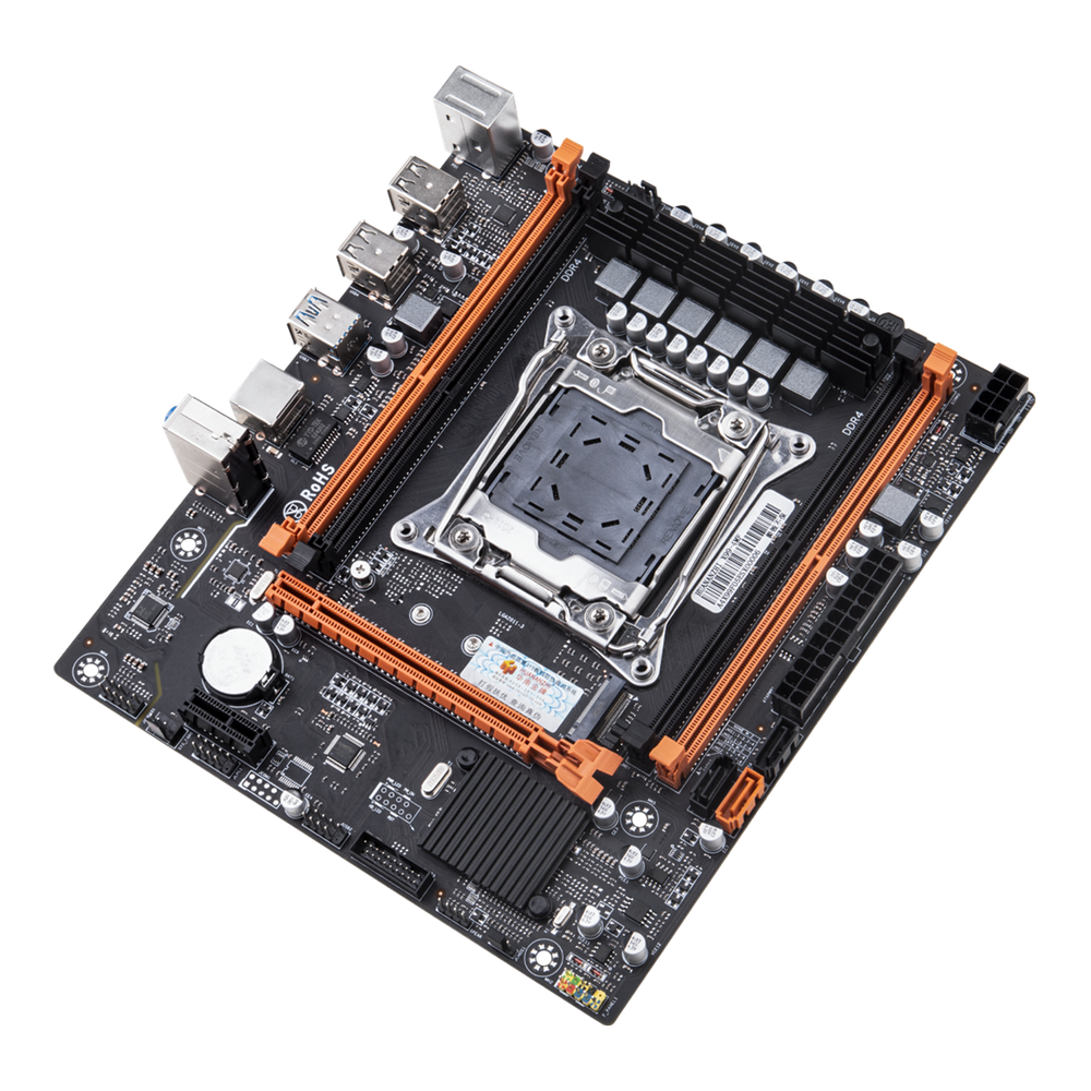 Материнская плата с процессором HUANANZHI X99-4MF, Socket2011-3, Xeon E5-2640v3, mATX, Retail, Socket2011-3, 4xDDR4, PCIe3.0, 1xM.2, GLAN, 2xPS/2, 6xUSB2, 4xUSB3, CPU TDP 120Вт (HNZ-X99-4MF-2640V3)