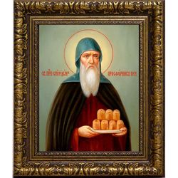 Спиридон Печерский, преподобный просфорник. Икона на холсте.