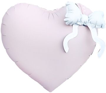 Сердце "Нежно-розовое с белым бантиком" 56 см