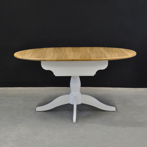 Стол круглый обеденный деревянный Итан раздвижной 120х60 см из массива сосны, МДФ, ДСП и шпона дуба