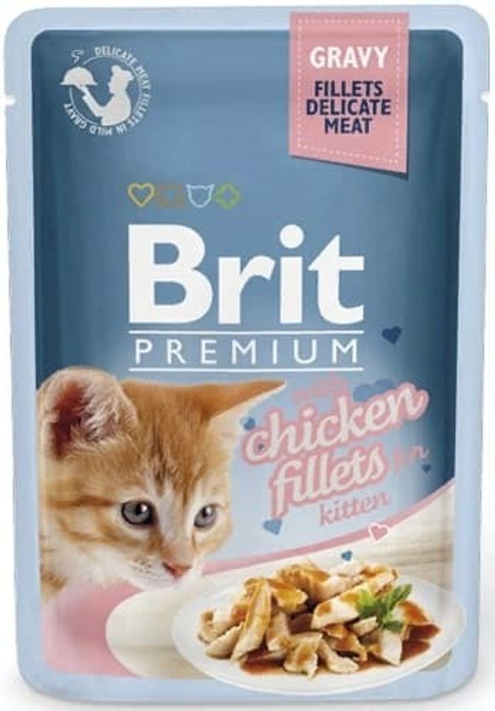 Brit Premium пауч д/котят Кусочки из куриного филе в соусе 85 г