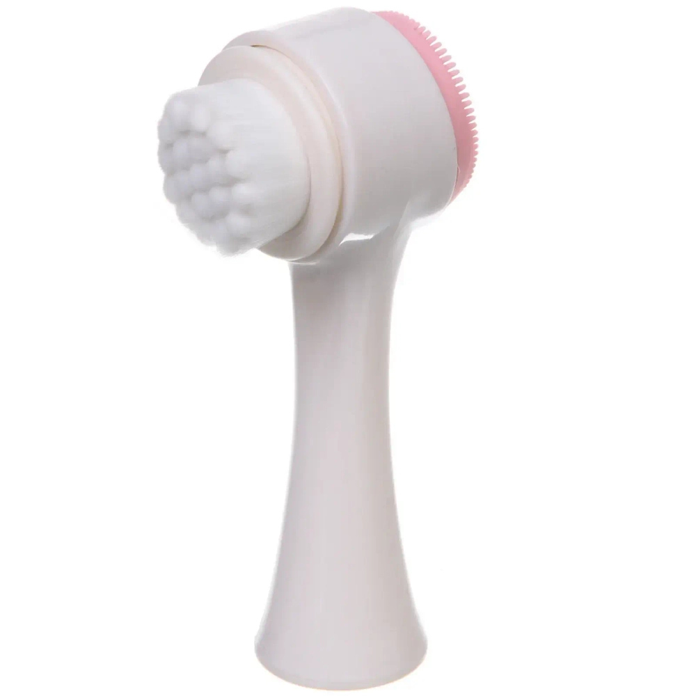 Щетка для лица косметическая двухстороняя «KLEVER», цвет белый, 12*5.5*3 см, в пластиковой коробке