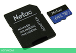 Карта памяти Netac P500 Standard 64GB + адаптер (NT02P500STN-064G-R)