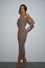 Платье макси с добавлением люрекса в цвете трюфель