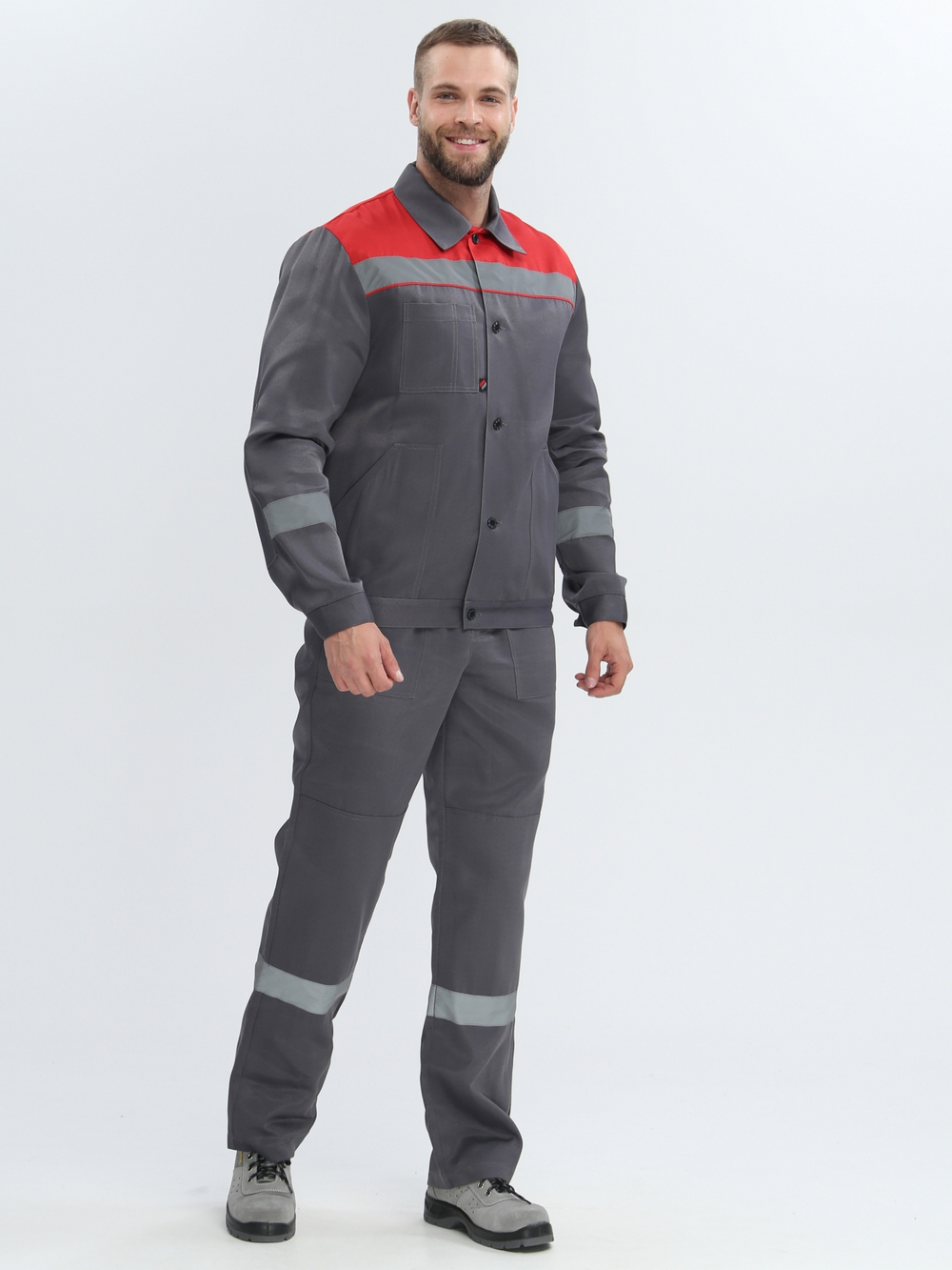 Костюм Лигор-2 СОП (тк.Смесовая,210) п/к, т.серый/красный