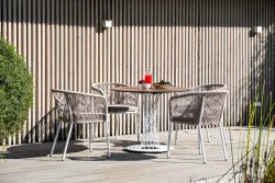 "Диего" обеденная группа на 4 персоны, круглый стол "дуб", цвет бежевый