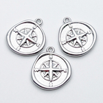 Подвеска Роза ветров, цвет серебро, размер 15*13 мм, цена за 1 шт