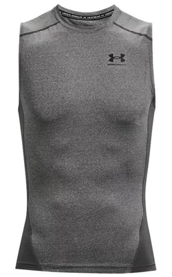 Мужская теннисная футболка Under Armour HeatGear Armour Comp Sleeveles M - carbon heather/black