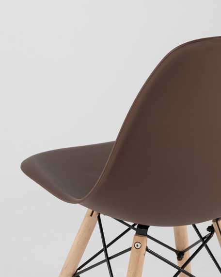 Eames Style DSW коричневый пластик, стальной каркас, натуральный массив бука