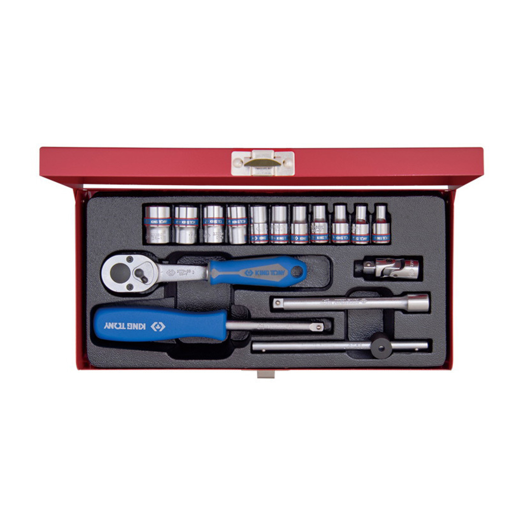 Набор торцевых головок с принадлежностями 1/4&quot;, шестигранные, 4-13 мм, 16 предметов KING TONY 2516MR