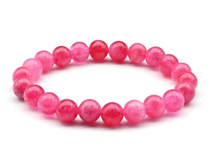 Браслет Кальцит тонированный шар 8 мм цвет красно-розовый