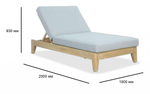 Шезлонг-лежак деревянный с матрасом Tagliamento Cano, светлый тик, светло-серый