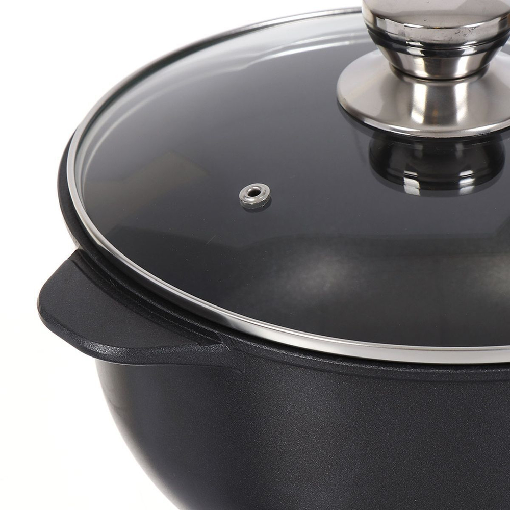 Кастрюля алюминий, антиприг, 4 л, с крыш, крышка стекло, кругл, Гардарика, Премьера, 1704-03-10