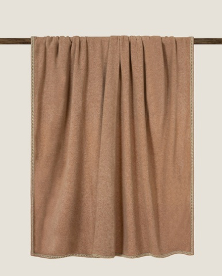 Плед 160х200 Frati Home Soft Bamboo Biscotto желто-коричневый с тесьмой Coco