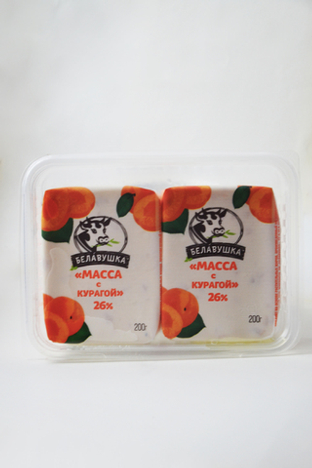 Масса творожная с курагой 26% 200гр "Белавушка"