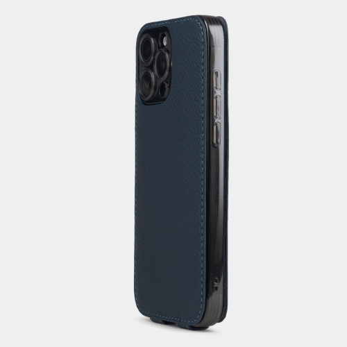 Кожаный чехол для iPhone 16 Pro, теленок синего цвета