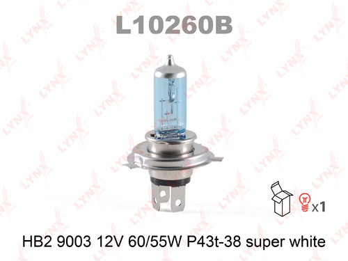 L10260B     HB2     Blue       12V60/55W   LYNX Лампа галогеновая