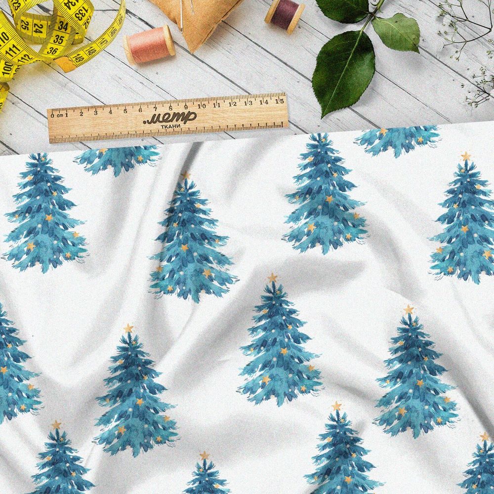Ткань шифон синие ёлки