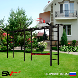Уличная шведская стенка Sv Sport рукоход х 2 У52111.2К (Турник/Гнездо 115см/Щит баскет/Кронш бокс)