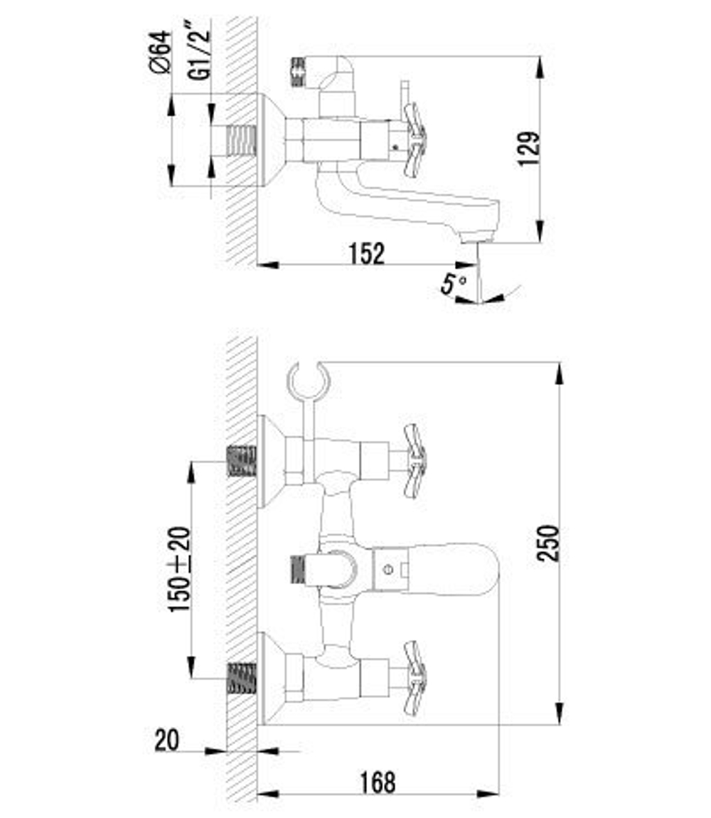Смеситель для ванны с фиксированным изливом LEMARK PARTNER – LM6542C