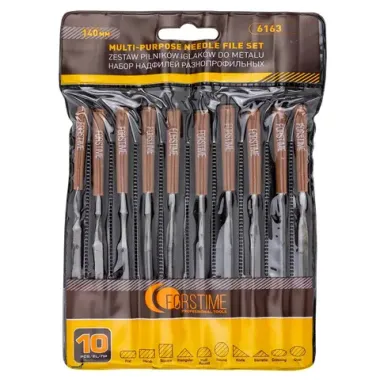 Набор надфилей разнопрофильных 10пр.(L-140мм,Ø3мм),в блистере FORSTIME FT-6163