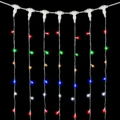 Светодиодный занавес 2*2 м., 400 разноцветных LED ламп, мерцание, прозрачный провод ПВХ, LTC (PCL402BLW-10-2M)