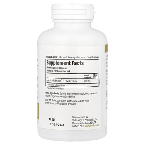 Kyolic, Aged Garlic Extract ™, для сердечно-сосудистой системы и иммунитета, Reserve Formula 200, 120 капсул (600 мг на капсулу)