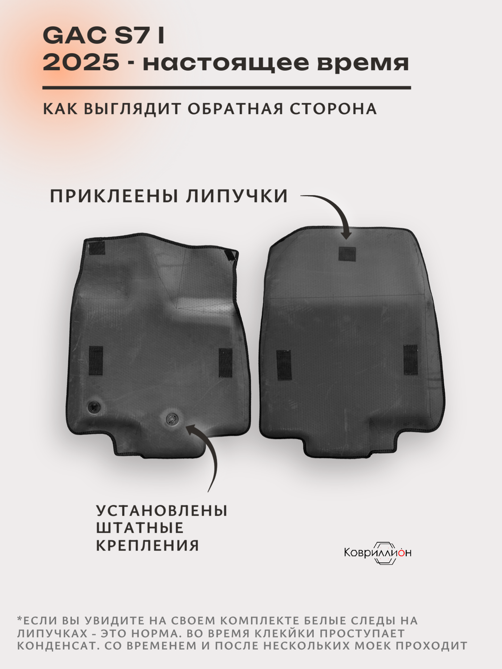 Передние автомобильные коврики ЭВА с бортами для GAC S7 I (25-н.в.)