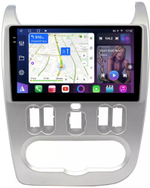 Магнитола для Renault Logan/Sandero 1 2009-2014 - FarCar BM752M монитор 9.5" QLED на Android 14, TS10, 4+32Гб, CarPlay, 4G SIM-слот