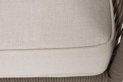 "Канны" диван 3-местный плетеный из роупа, каркас алюминий коричневый (RAL8016) муар, роуп коричневый круглый, ткань бежевая 035