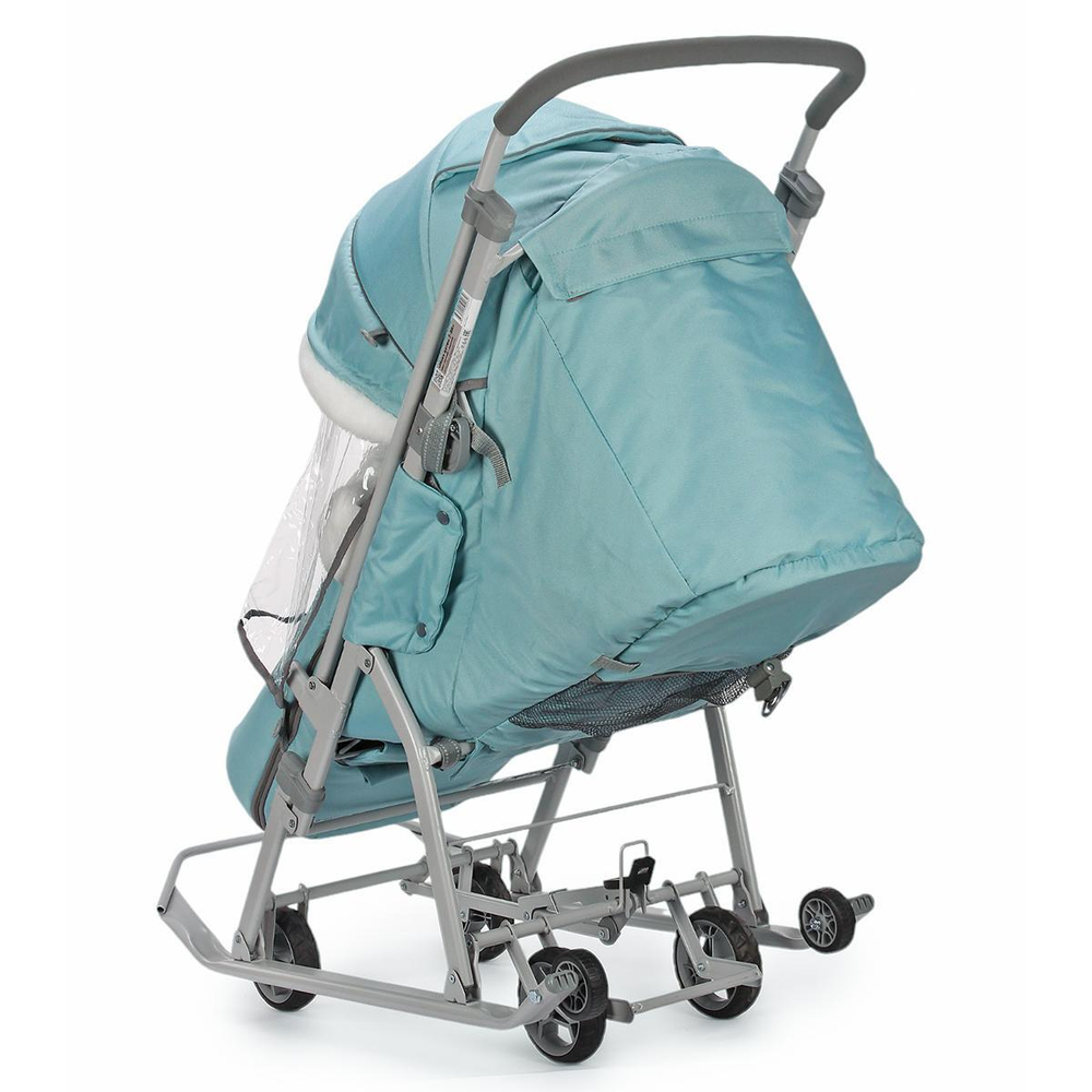 Санки-коляска "Ника детям 7-5" мятный с шишкой (серый каркас)