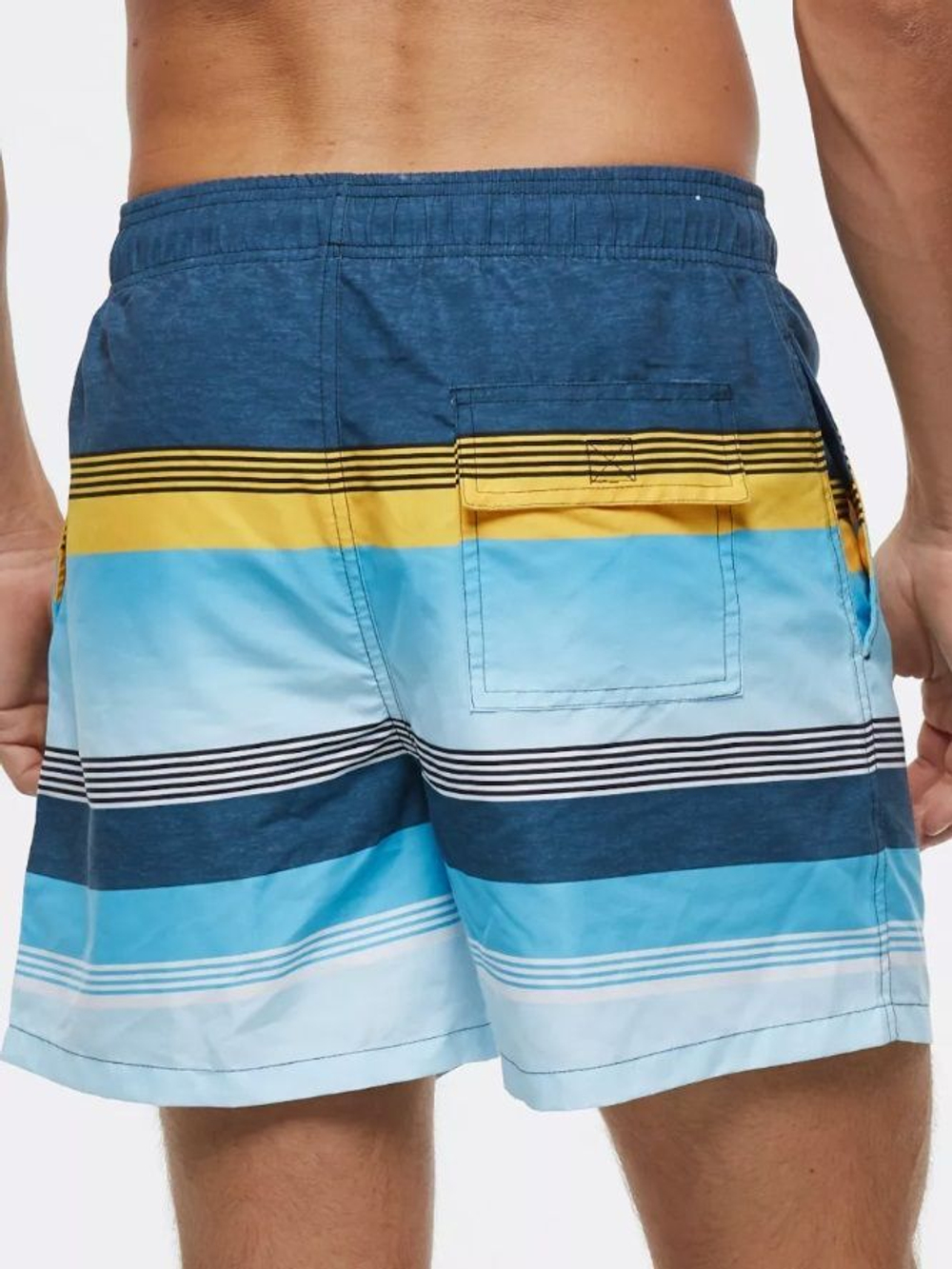 Сине-голубые пляжные шорты в полоску (Размер: L) (Цвет: синий)