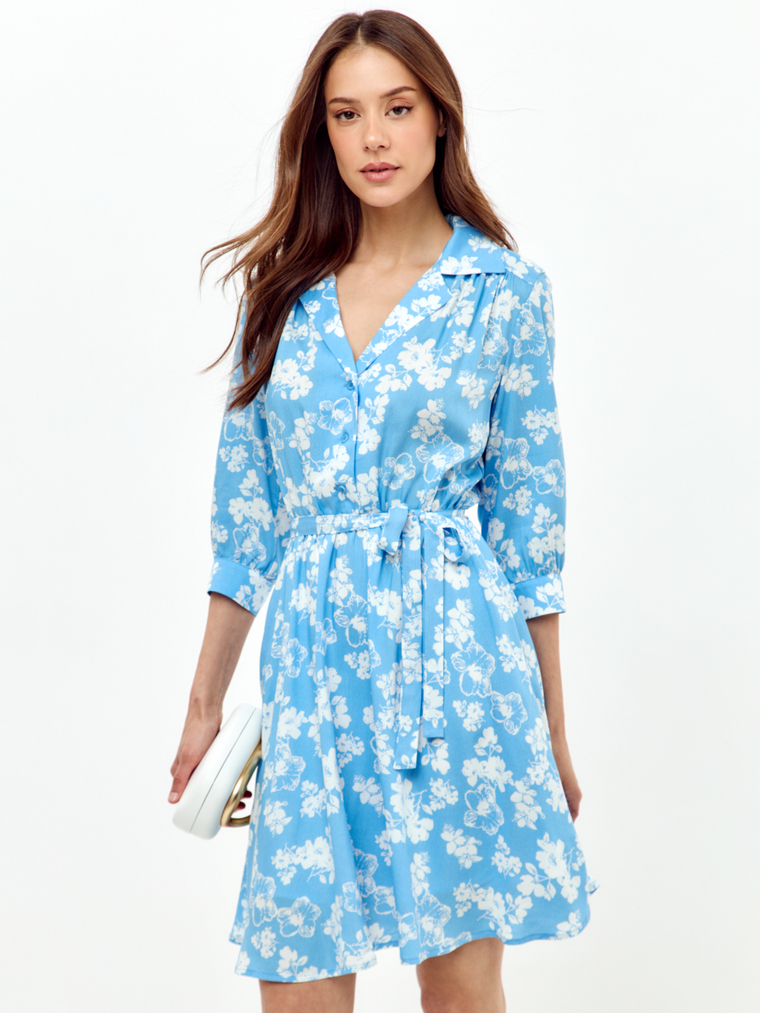 Платье с отложным воротником из вискозы