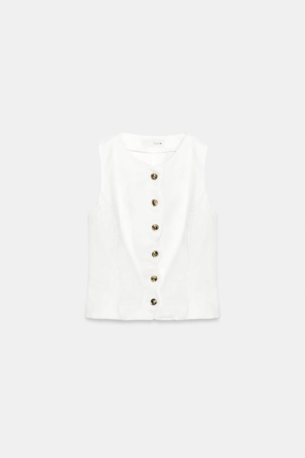 ZARA ТОП Z1975 С ВОЛНИСТЫМ КРАЕМ, БЕЛЫЙ