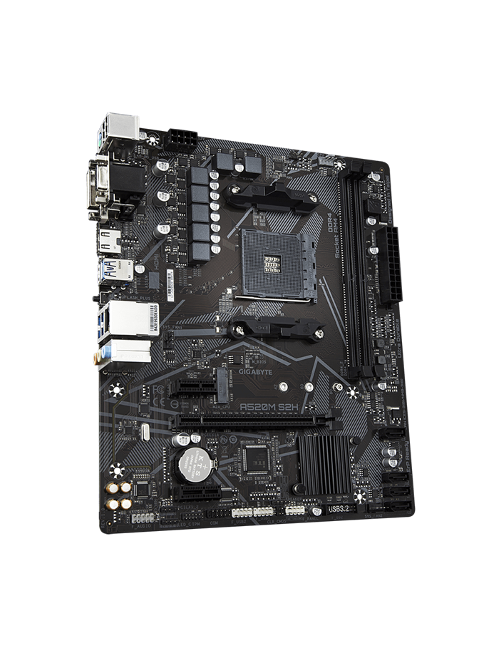 GIGABYTE A520M S2H, AM4, A520, 2*DDR4, 4*SATA, 1*M.2, 4*USB 3.2, 2*USB 2.0, 1*PCIx16, 2*PCIx1, D-Sub+HDMI+DVI, mATX