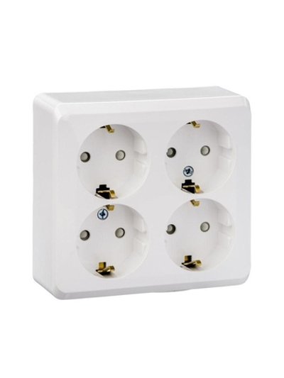 Розетка 4-м ОП Этюд 16А 250В с заземл. защ. шторки бел. SE PA16-208B