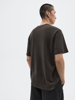 Massimo Dutti Футболка из 100% хлопка, шоколадно-коричневый