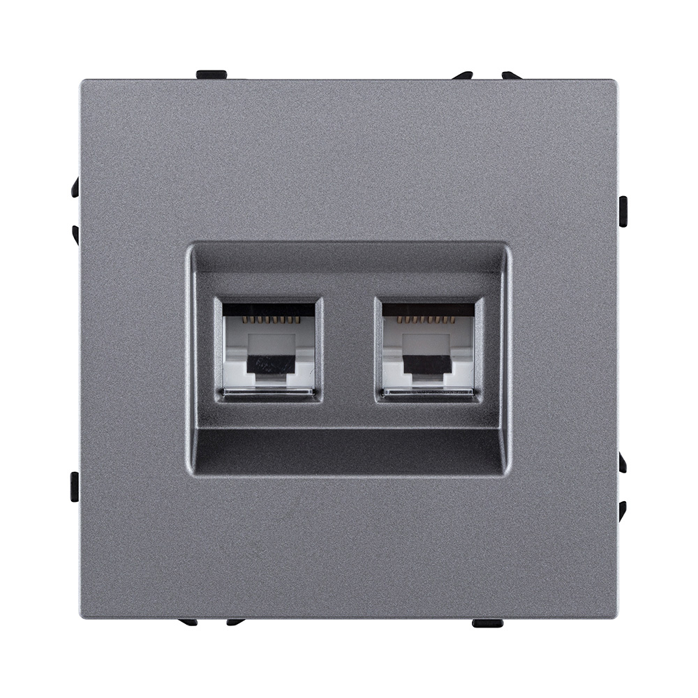 Розетка двойная Ethernet RJ45 Cat.6, серый Kollinger Eclipse EC-018GY