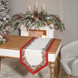 ДОРОЖКА "МОРОЗКО.СНЕГИРИ" 45Х145СМ ,КРАСНЫЙ, 100% ХЛОПОК,ТВИЛ ПРОПИТКА