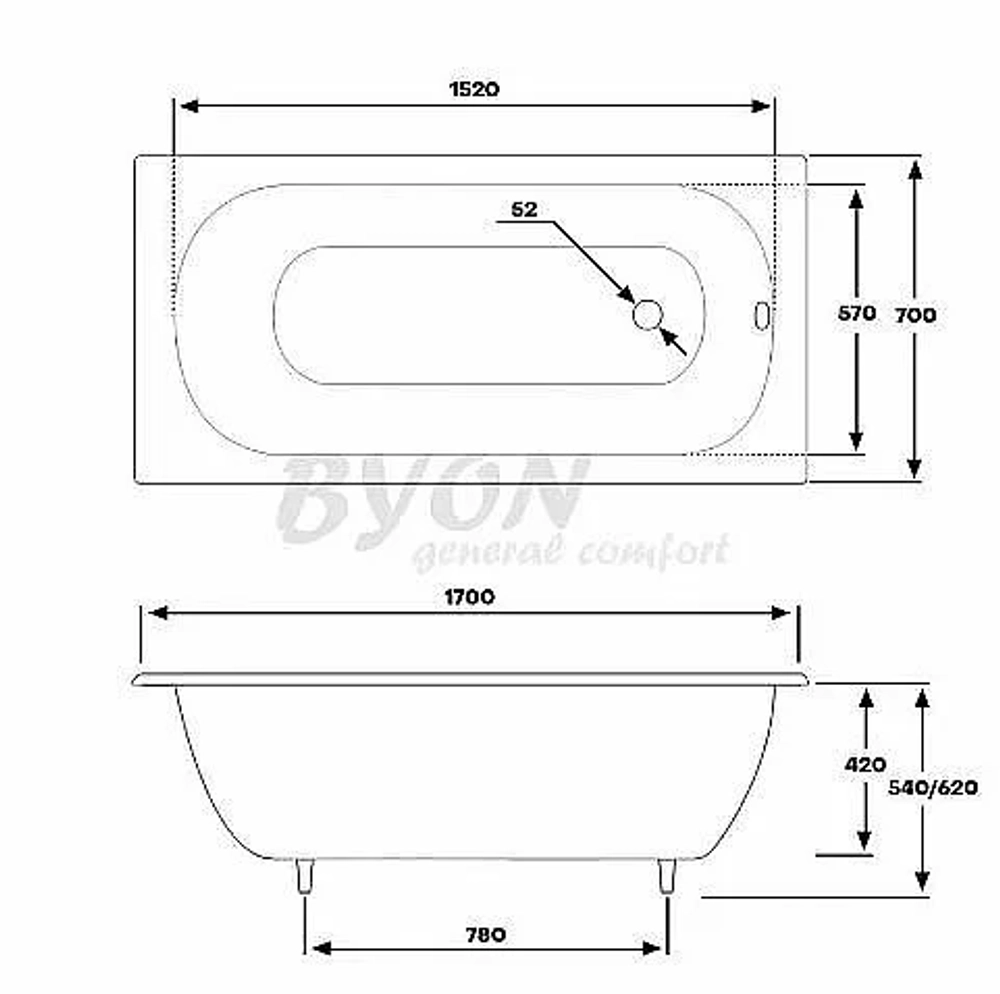 Ванна чугунная BYON B13 V0000220 170x70